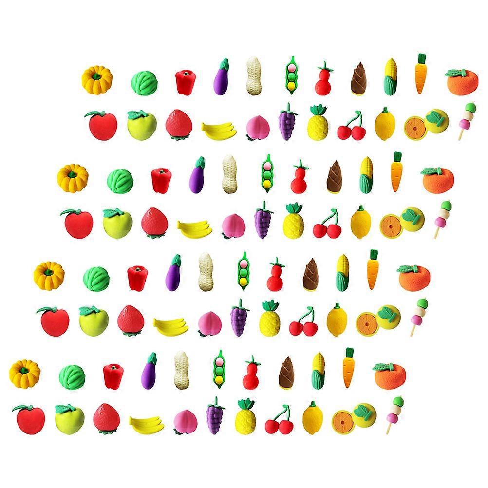 Cartoon Erasers Mini Erasers for Use 100Pcs Assorted Color Fruits and Vegetables