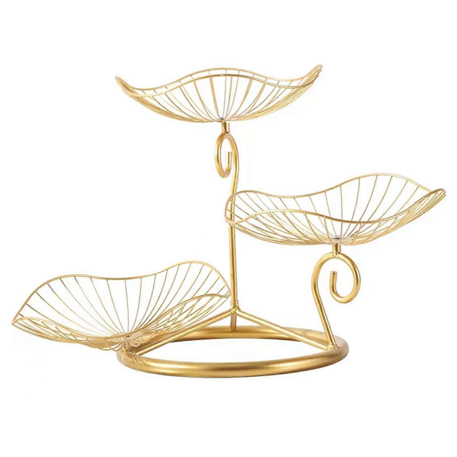 Decorative Gold Metal Snacks Tray Ventilated Base Elegant and Durable Any Table Setting Multicolor