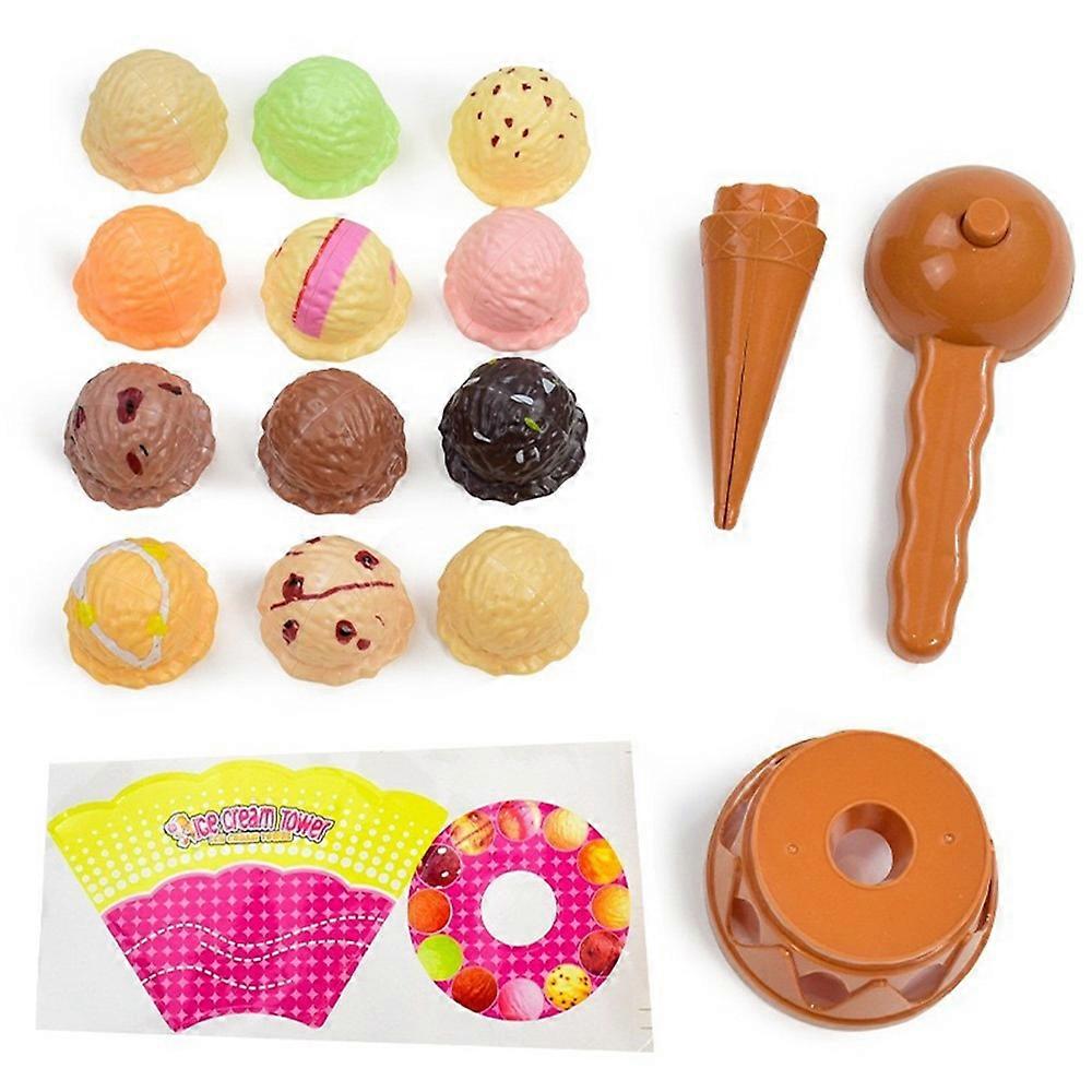 Multicolor Stackable Ice Cream Toy Plastic Grip Play Kitchen Set Hand-eye Coordination Parent-child Communication