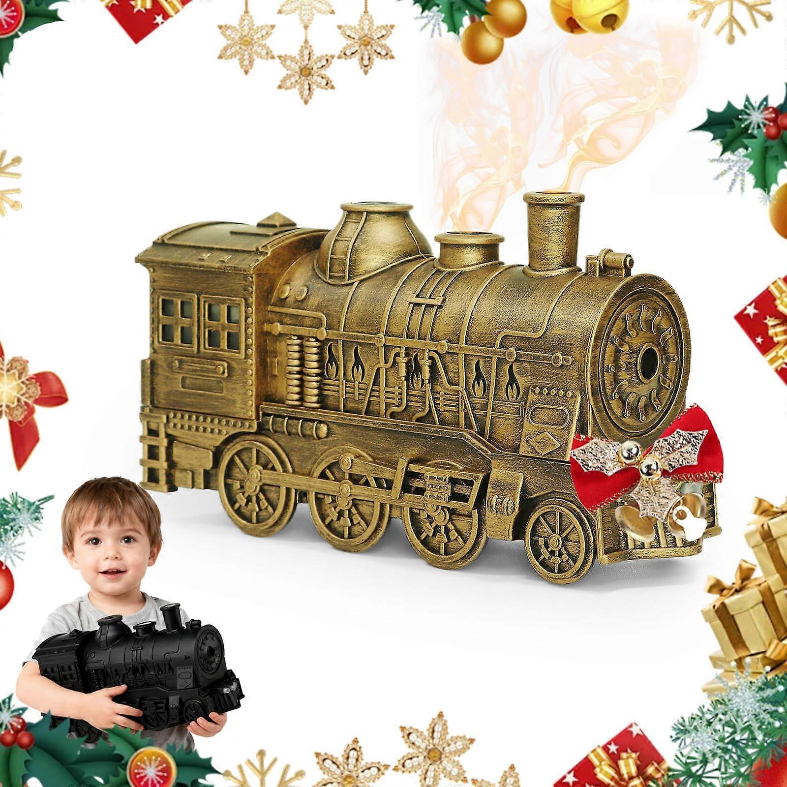 Train Humidifier with Dual Mist Outlets, 300ml Essential Oil Diffuser for Bedroom Desk BronzeB