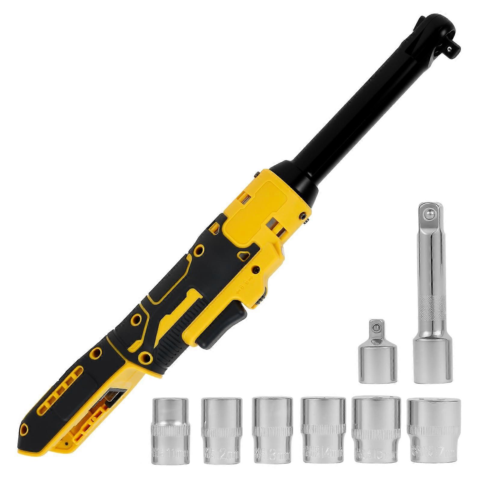 Cordless 3/8 Inch Electric Ratchet Wrench Set 20V with 7 Sockets Extension Bar and Adapter