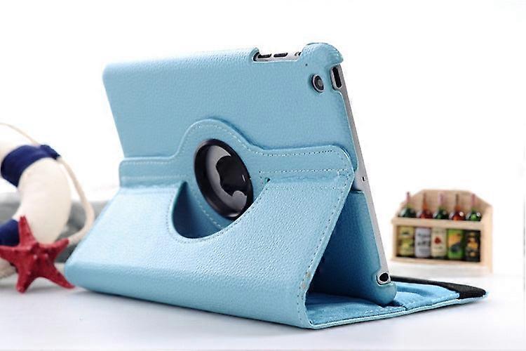 Case For Ipad Mini6 2021 Sky Blue Litchi Texture Rotating Support Adjustable Sleep Stand