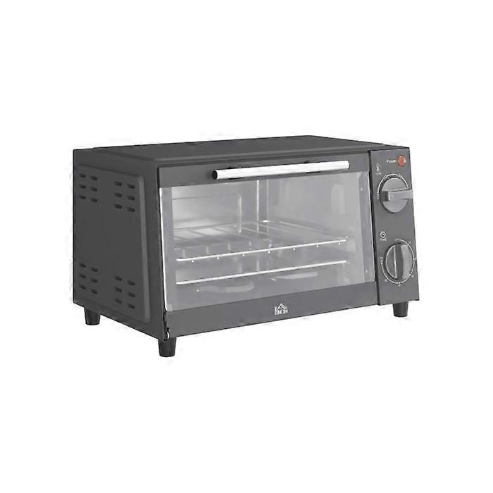 HOMCOM Mini Oven, 9L Countertop Electric Oven with Adjustable Temperature and Timer Function, 750W Power, Gray