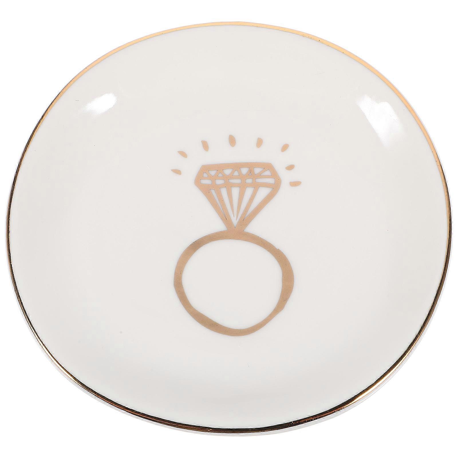 White Ceramic Jewelry Tray for Displaying Decorative Ring Dish