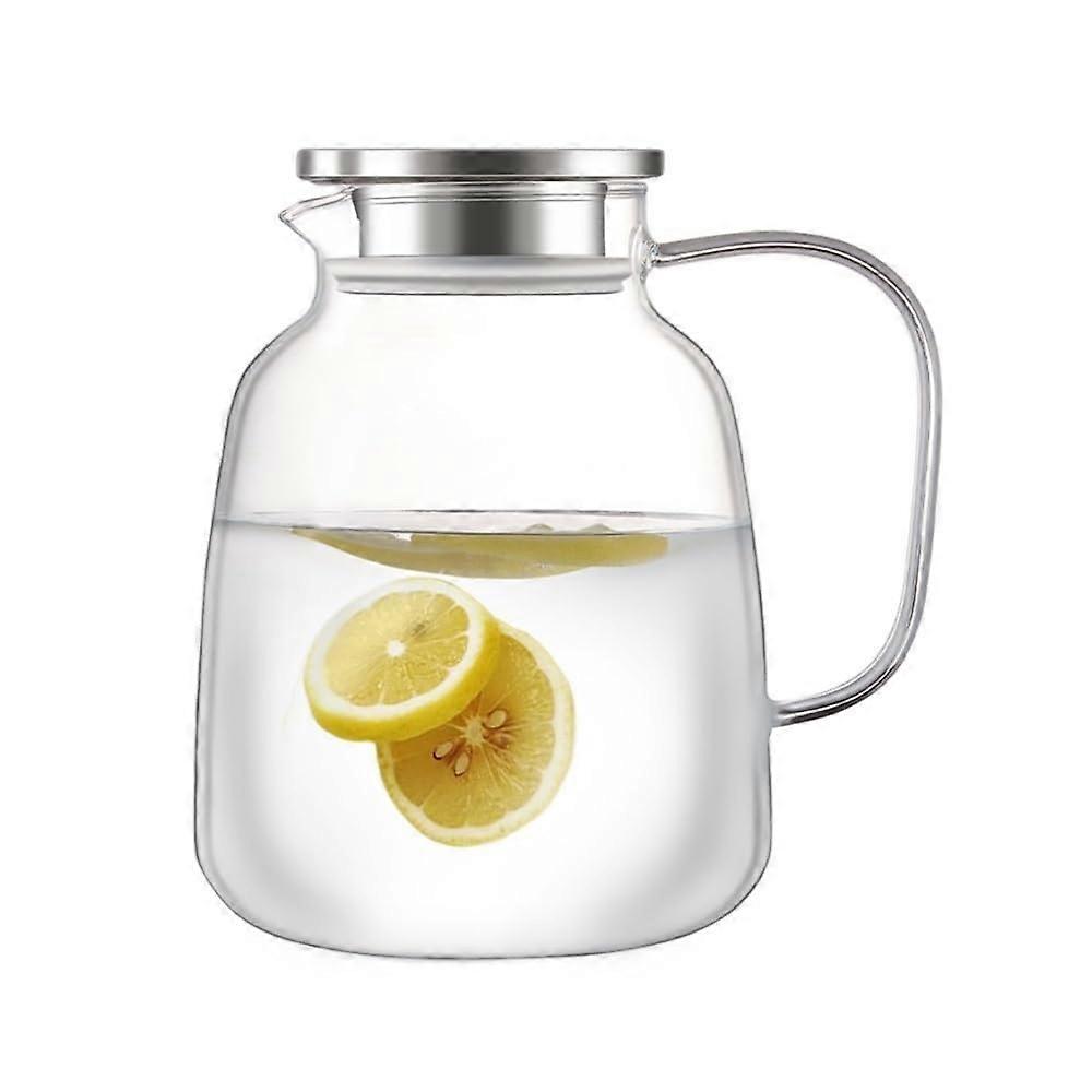 Large Capacity Glass Pitcher with Infuser,  Temp Resistant Tea Pot for Hot and Cold Drinks