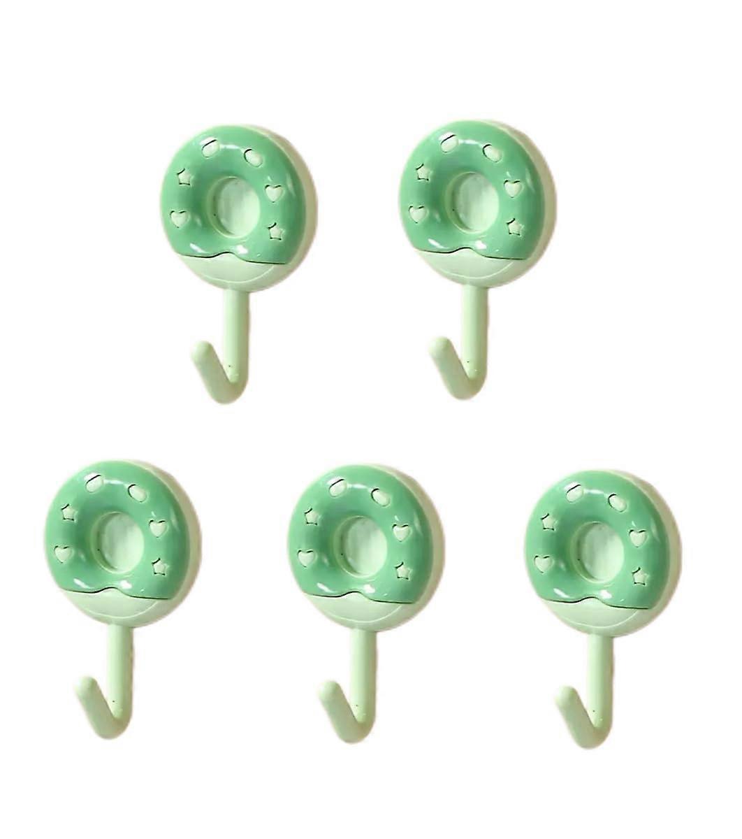 Wall Hooks 5Pack Doughnut Shape Green NoDrill Strong Adhesive Hold for Home Organization