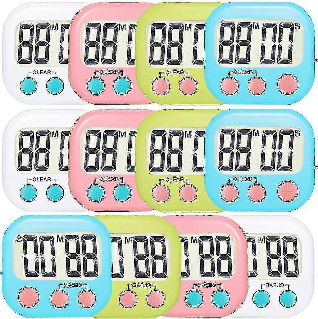 12 Pack Digital Kitchen Timer Strong Magnetic Electronic Countdown Timer, Loud Alarm, Small Size 25-26