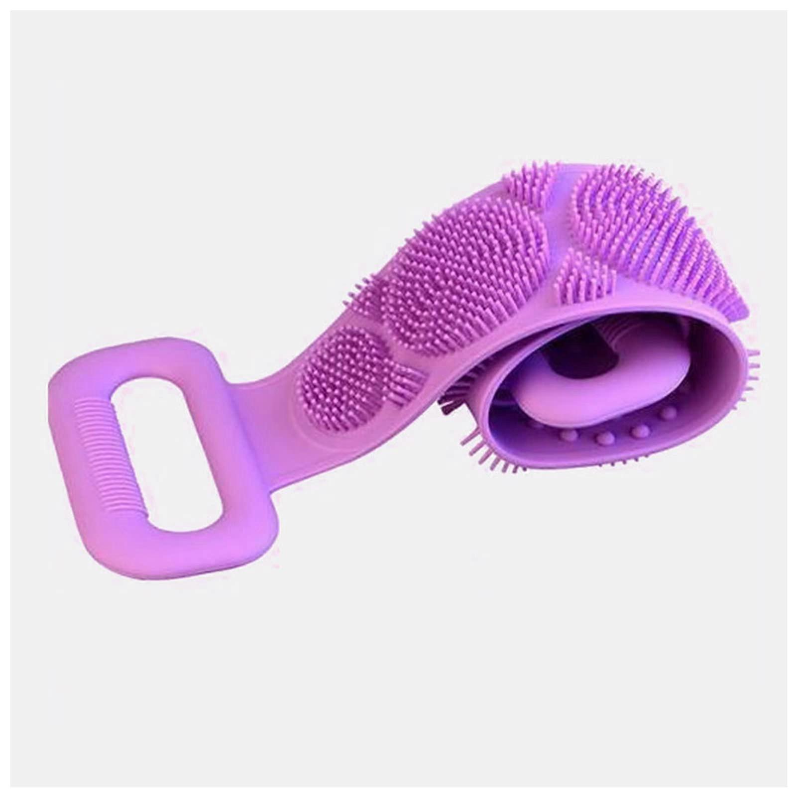 Silicone Back Scrubber for Shower with Long Handle, Dual Surface Exfoliating Bath Brush Set