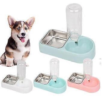 2026 Crate dog bowl, automatic water distributor bottle removed stainless steel bowl, hanging pet cage bowl (blue)