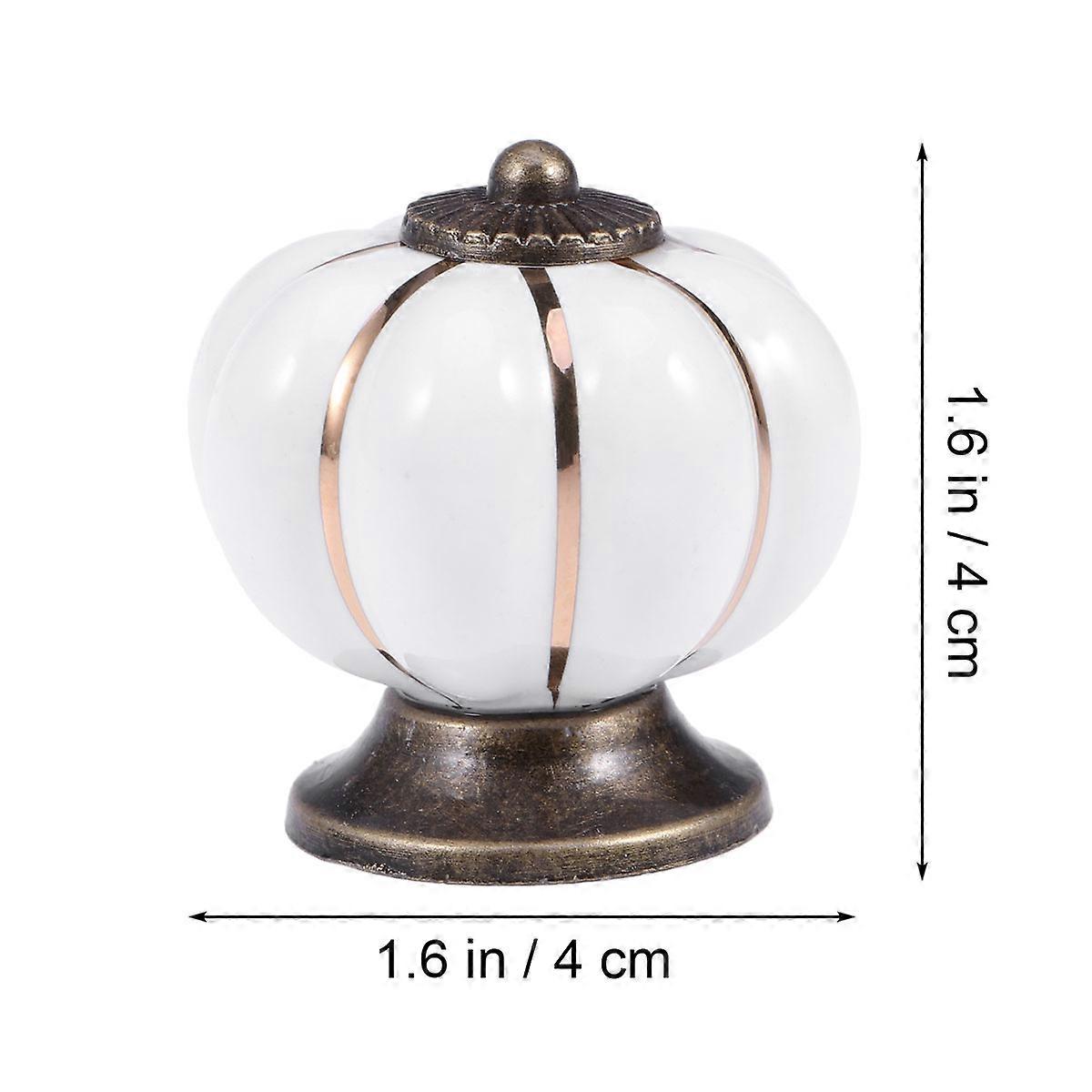 Ceramic Pumpkin Door Knob for Drawer Cabinet 2Pcs White Pull Handles