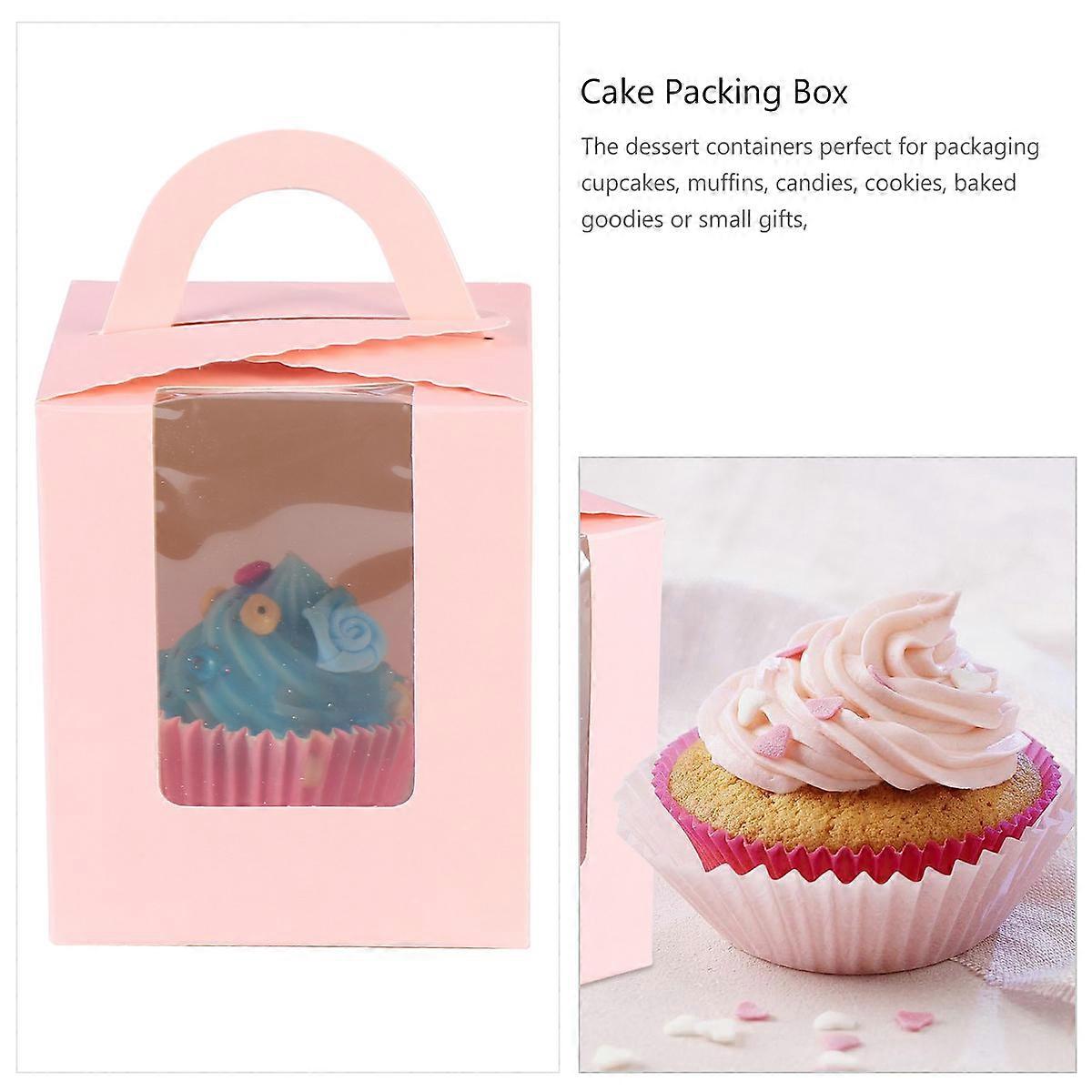 Pink Paper Cupcake Boxes for Storage 50Pcs Cake Box Container with Paper Material