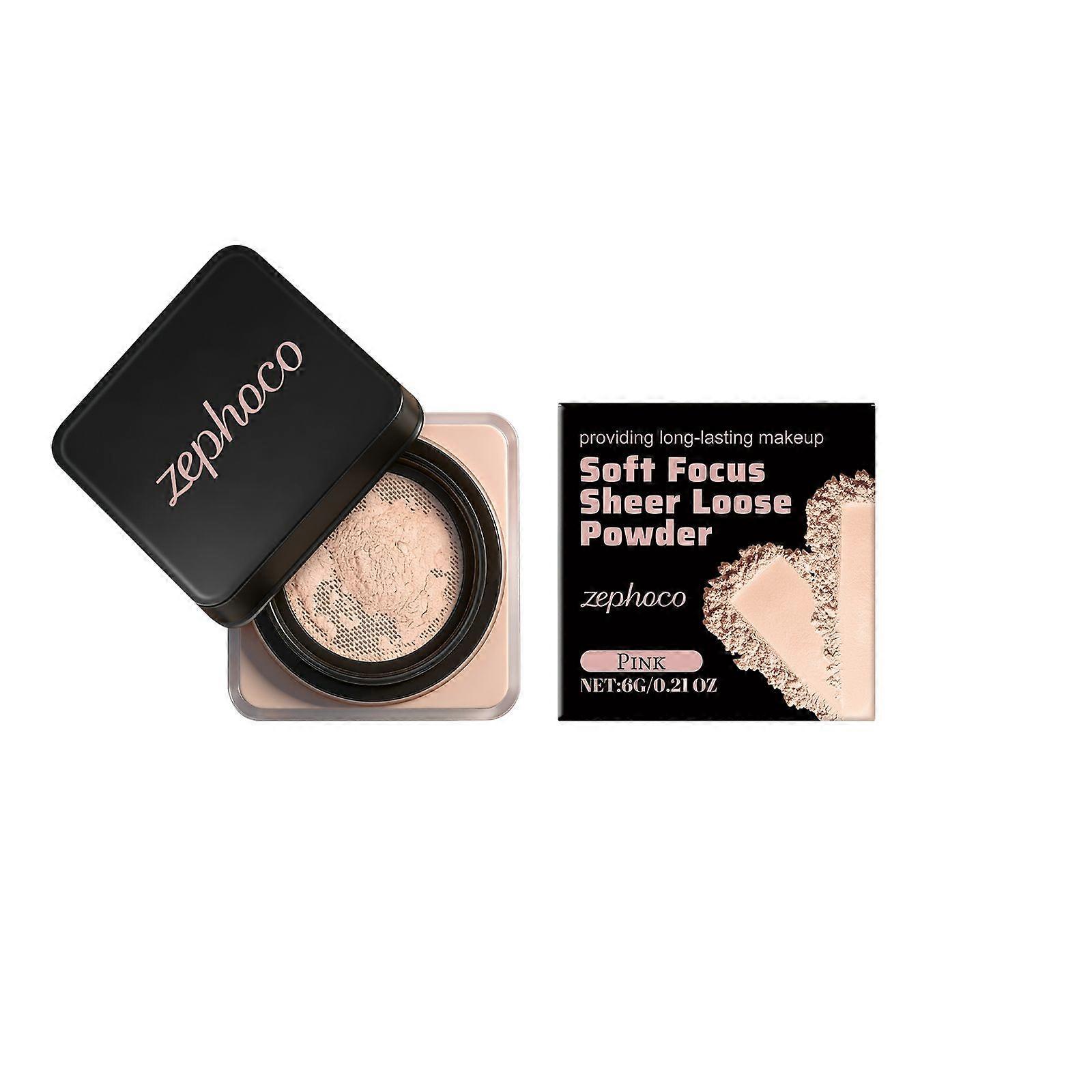 Zephoco Pink Soft-Focus Translucent Loose Powder Light, Smooth, Delicate, Transparent, Colorful Makeup Setting Powder