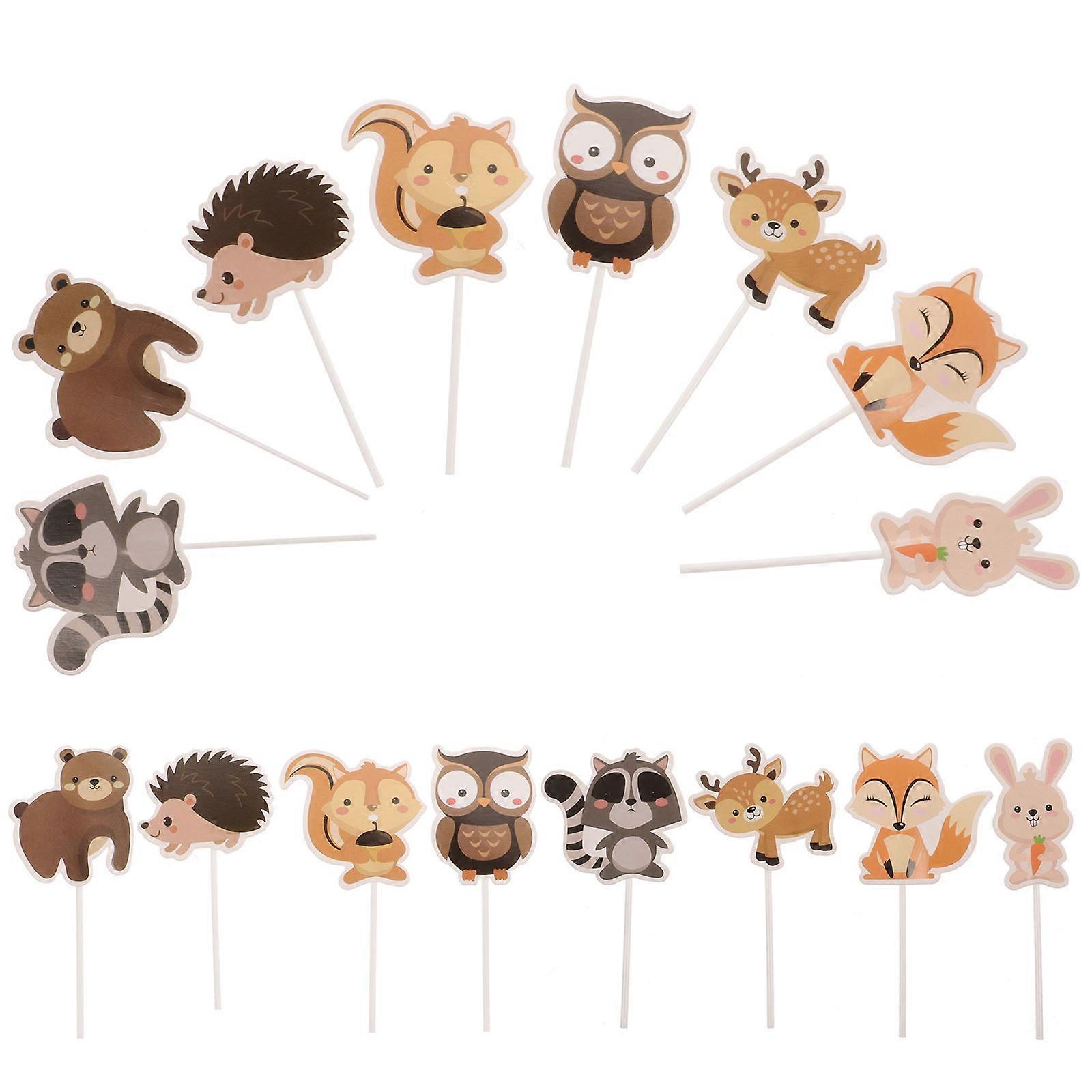 Forest Animal Shape Cake Topper for Cake Decoration 24Pcs Creative Set