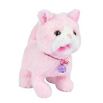 Electronic Pet Plush Cats Toy with Walking Nodding and Wagging Tail for Indoor Outdoor Play Companion Animal Toy for Kids  White