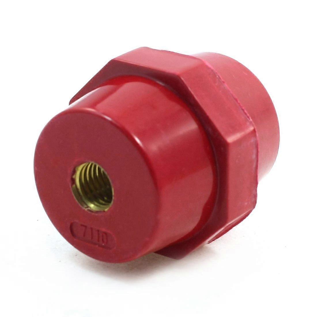 Brass Female Thread Busbar Insulator Connector, 9mm Red Resin Support for Secure Electrical Connection