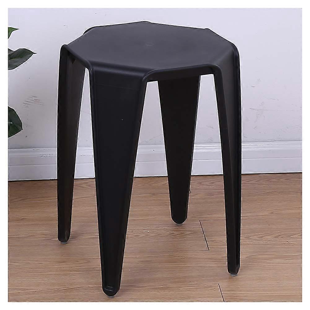 Blue Plastic Ottoman Footstool, Lightweight Stackable Design for Living Room, Bedroom or Kitchen