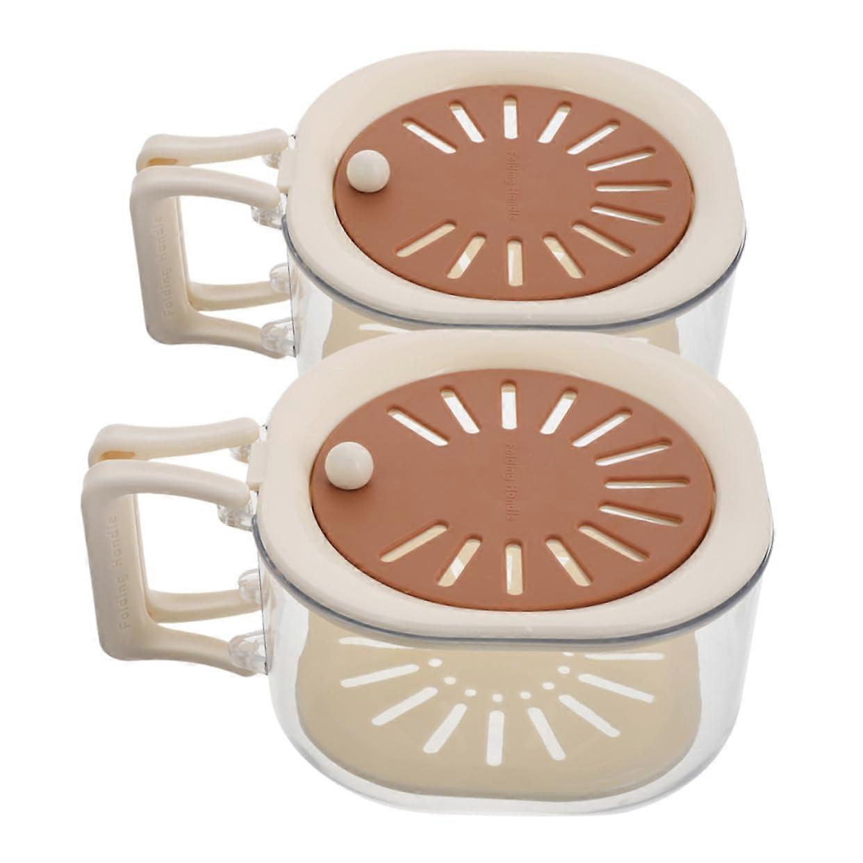 2pcs Fruit and Vegetable Strainer with Lid Multifunctional Kitchen Draining Basket Washer