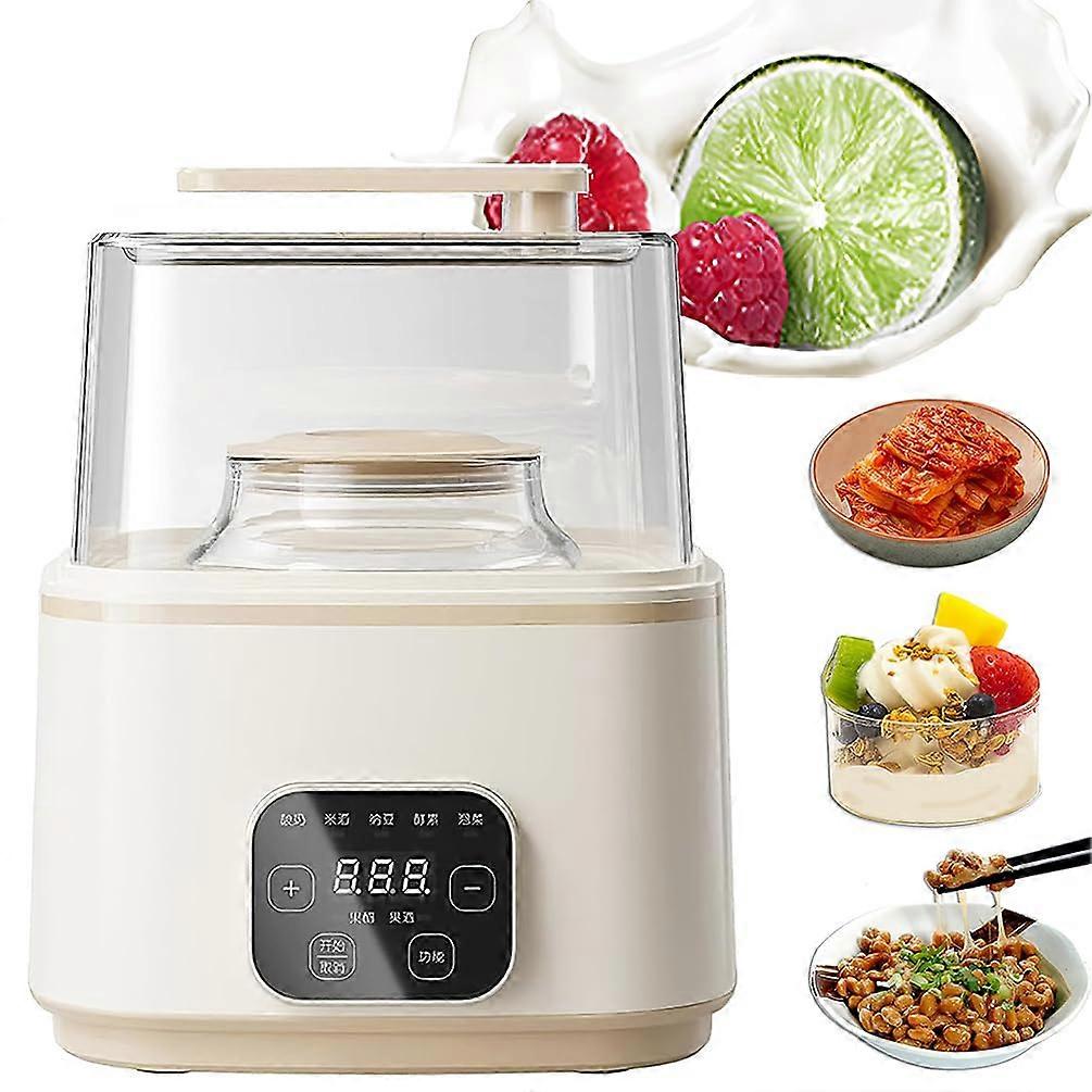 Yogurt Maker with Intelligent Temperature Control, Dual Tank 1L+2L, LED Touch Screen Timer