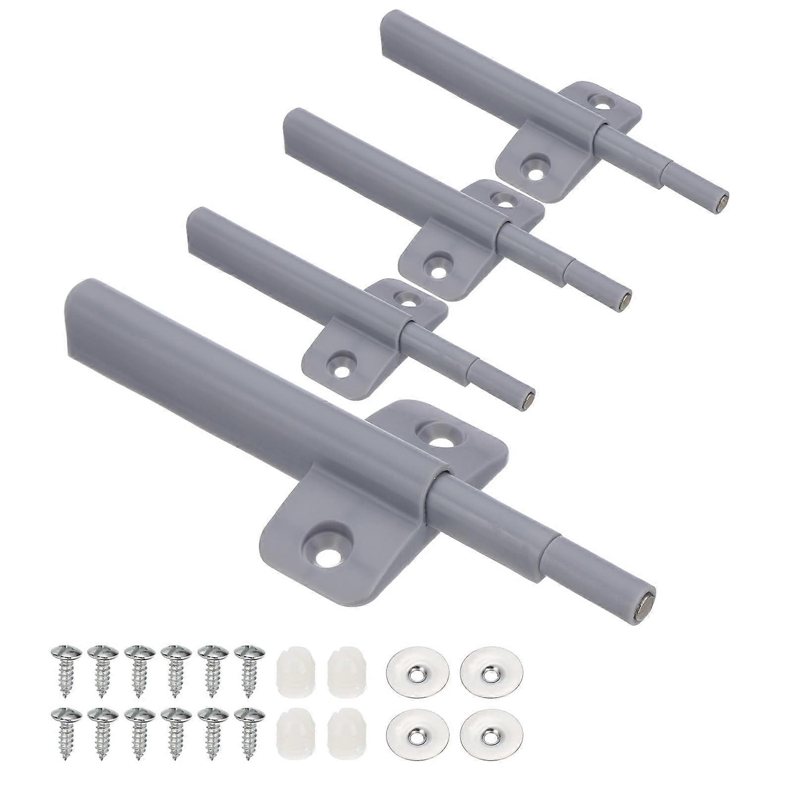Push to Open Cabinet Latch Set, 4 Pcs Magnetic Touch Latch for Kitchen Wardrobe Drawer, Gray