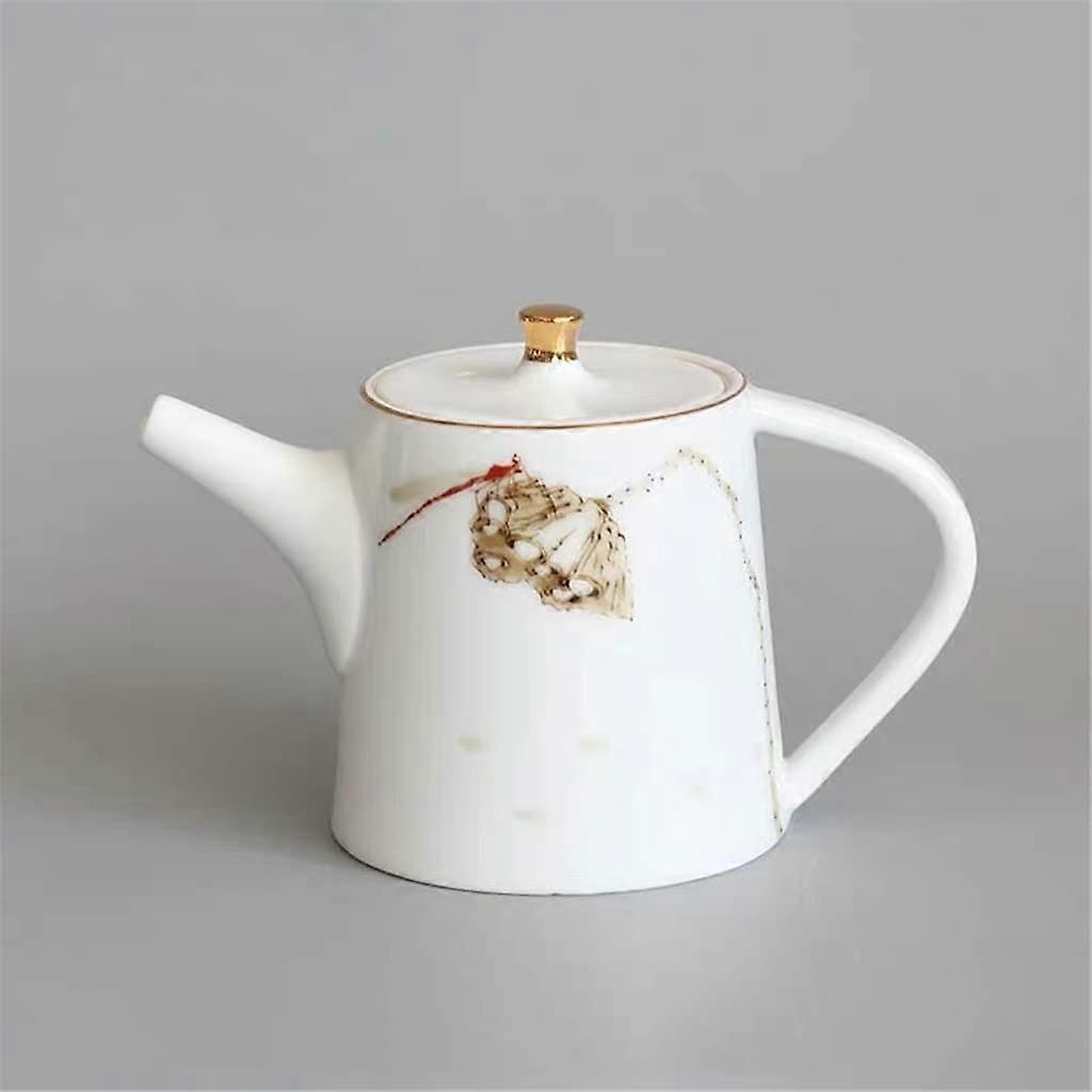 White Glaze Handmade Ceramic Teapot with Infuser for Loose Leaf Tea and Coffee, Large Capacity