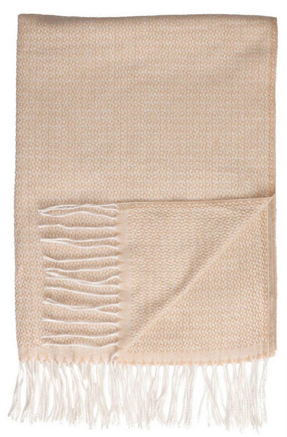 Zelly Herringbone Fringed Scarf - Cream