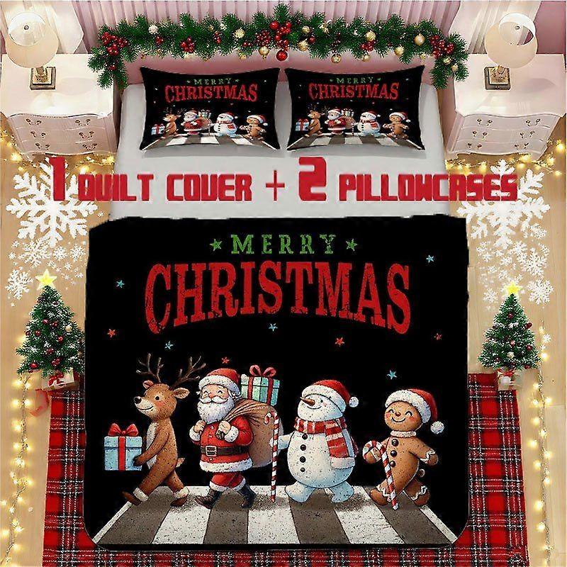 Christmas Soft Printed Bedding Set Polyester Fabric Decorative & Warm