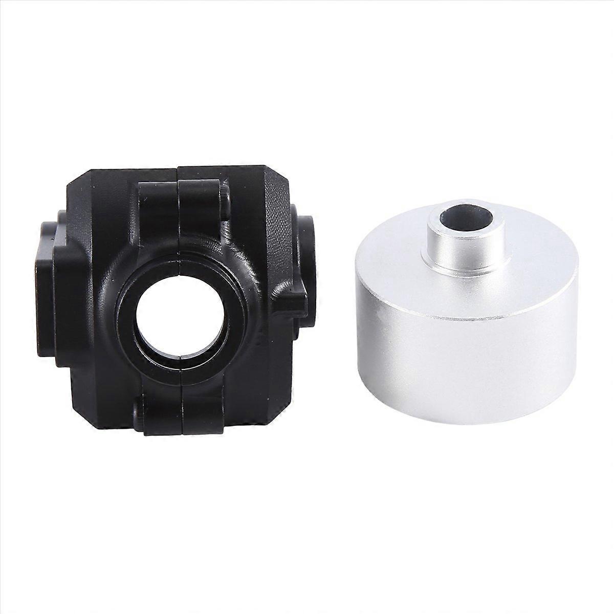 Metal Front and Rear Differential Case and Protector,Black+Silver