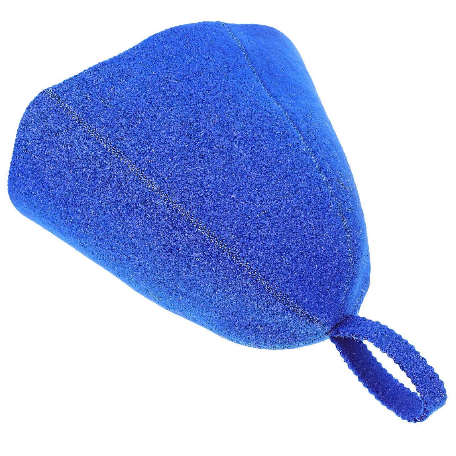 Blue Wool Sauna Hat for Comfortable Use Breathable Bath Hat