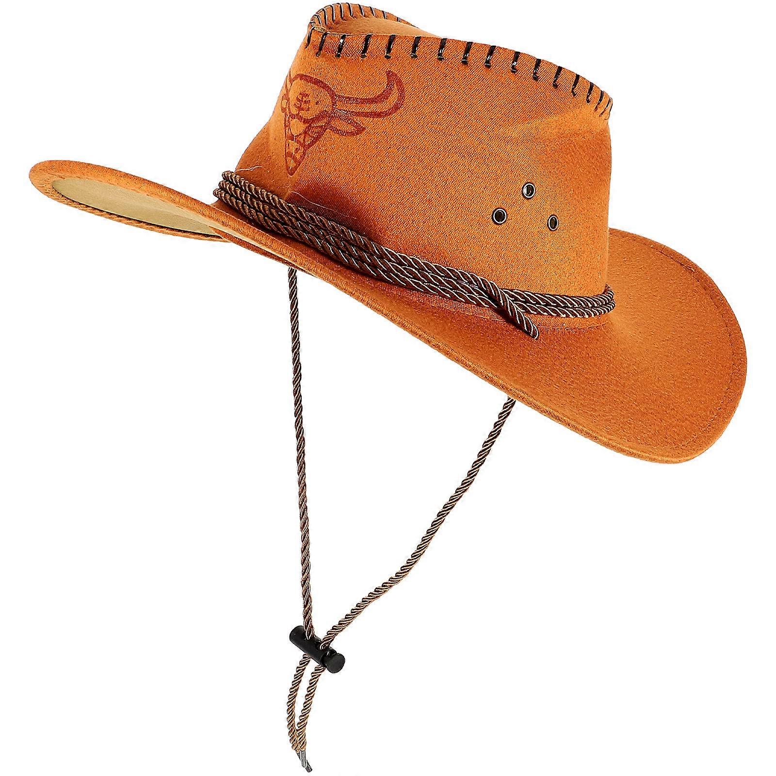 Wide Brim Western Hat Visor Polyester Orange Featuring Uv Protection 1Pcs