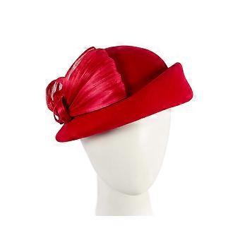 Elegant Red Felt Hat with Silk Abaca Trim by Fillies Collection F710R