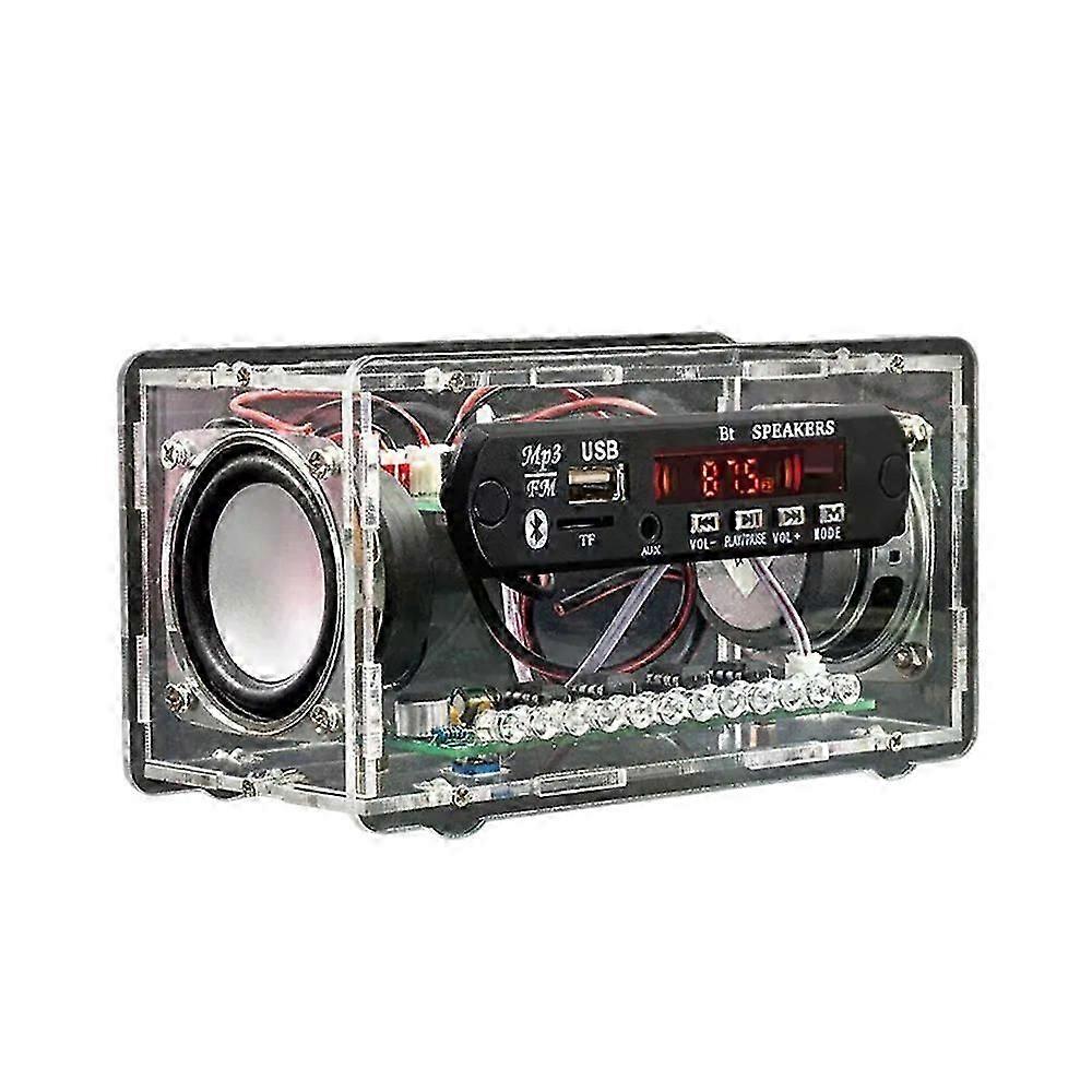 FM Radio DIY Electronics Kit Bluetooth 50-Compatible Speaker with Voice-activated Level Indicator DIY Electronics Kit