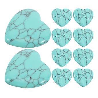 10pcs naturel poli coeur en forme de pierres turquoise pour bricolage artisanat coeur décoratif Turquoise coeur artisanat pierre naturelle décor pierre polie artisanat Tu