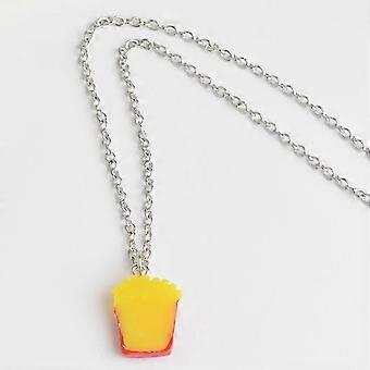 Trendy Personality Necklace Beef Burger Fries Pendant Wedding Engagement Gift 2Pcs