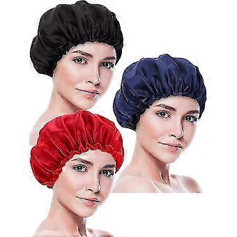 3 Pieces Sleeping Cap Satin Hood Night Headgear Sleeping Soft Hair Turbans