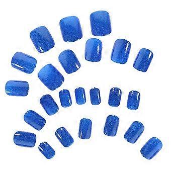 Short Glitter Press On Nails for Women, Reusable Fake Nails with Jelly Glue, Elegant Salon Finish