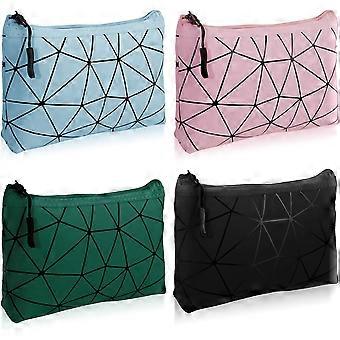 Paquet de 4 petites trousses de maquillage pour sac à main, sac à cosmétiques de voyage, pochette de maquillage imperméable avec fermeture éclair, rangement Pochette à cosmétiques pour les femmes (vert + bleu + rose + noir)