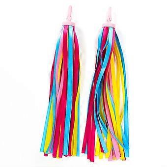 Kids Bicycle Handlebar Ribbon Colorful Ribbon Tassels Girls Boys Scooter Handlebars (1 Pair)