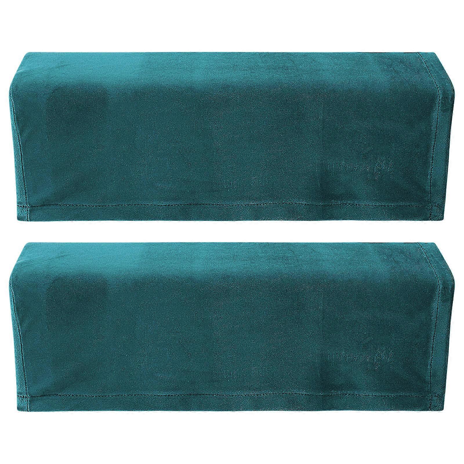 2Pcs Universal Sofa Armrest Cover Elastic Armrest Protector Solid Color Armrest Protective Cloth Blue