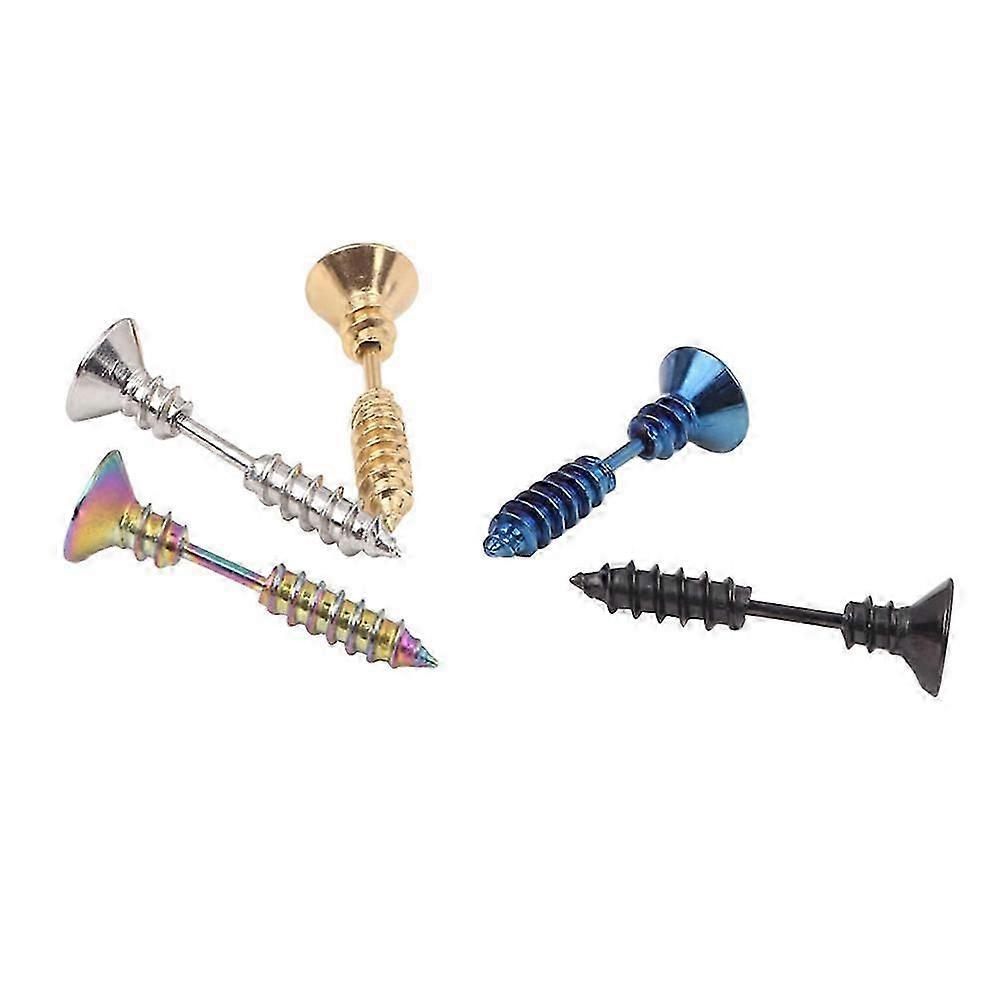 Sensitive Ears Piercing Earrings | Black Silver 5Pack
