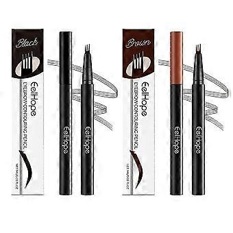 Waterproof Four-Prong Eyebrow Pencil  Long-Lasting, Sweat-Resistant, Nourishing Brow Makeup with Rich Color & Easy Application