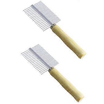 Natural Wooden Pet Comb for Grooming 2Pcs Durable Fine Teeth Tool