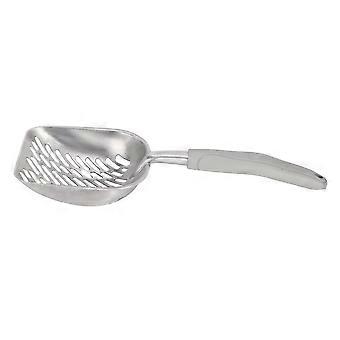 Spatule pour litire pour chat, pelle profonde, manche ergonomique, acier inoxydable, gris