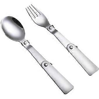 2pcs Portable Collapsible Folding Spoon Stainless Steel One compatible withk compatible with Camping Picnic Travel Other Outdoor Activities