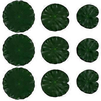 9PCS Lily Pads Simulation Lotus Leaves Water Lily Ornament for Pool Pond