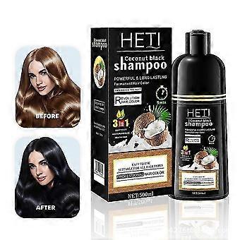 Coconut Black Hair Dye Shampoo,500ML Coconut Black Hair Shampoo for Gray Hair,3 in 1 Instant Black Hair Color Shampoo,Long Lasting Coconut Dye Shampoo