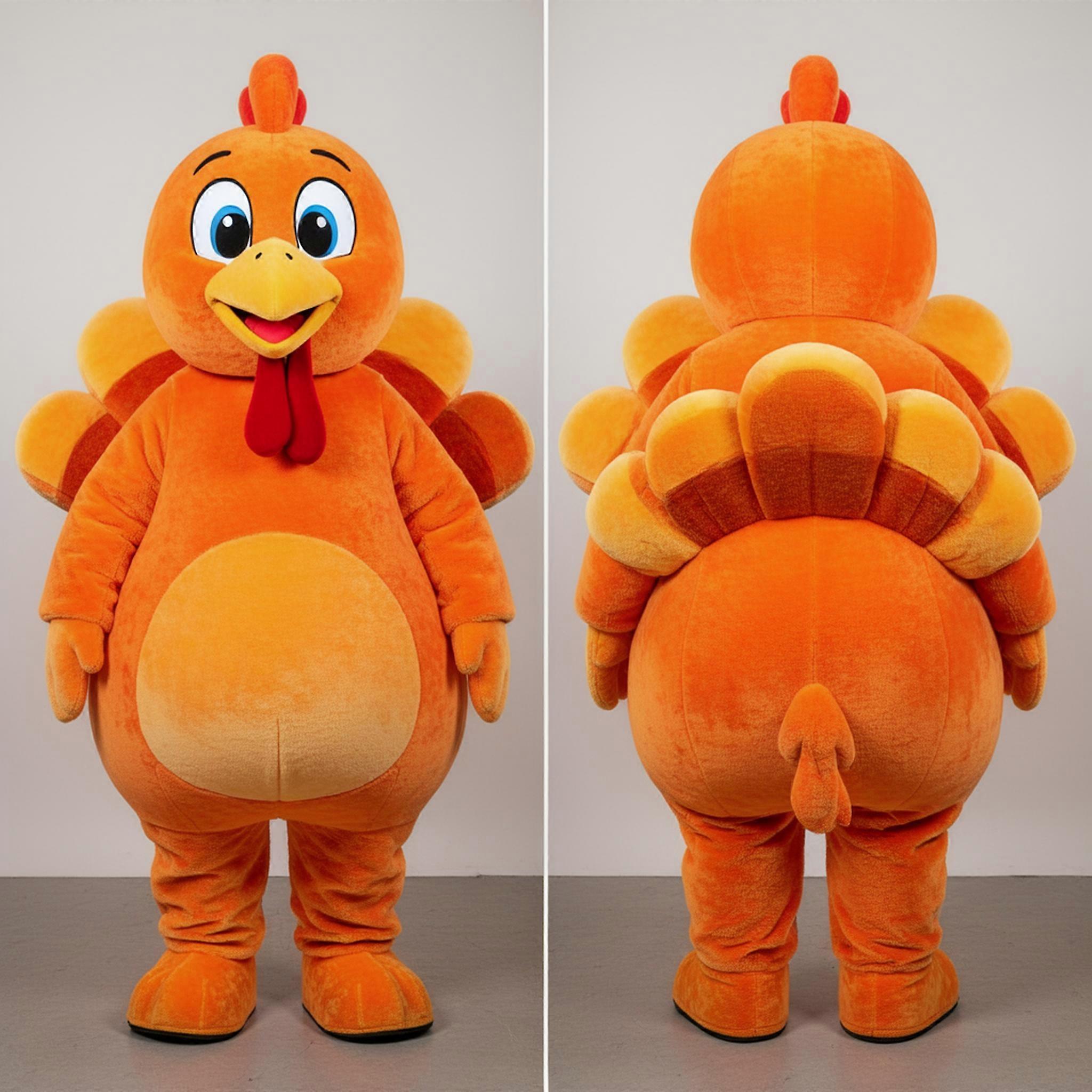 MASTICOT Rust Orange Plump Turkey Mascot