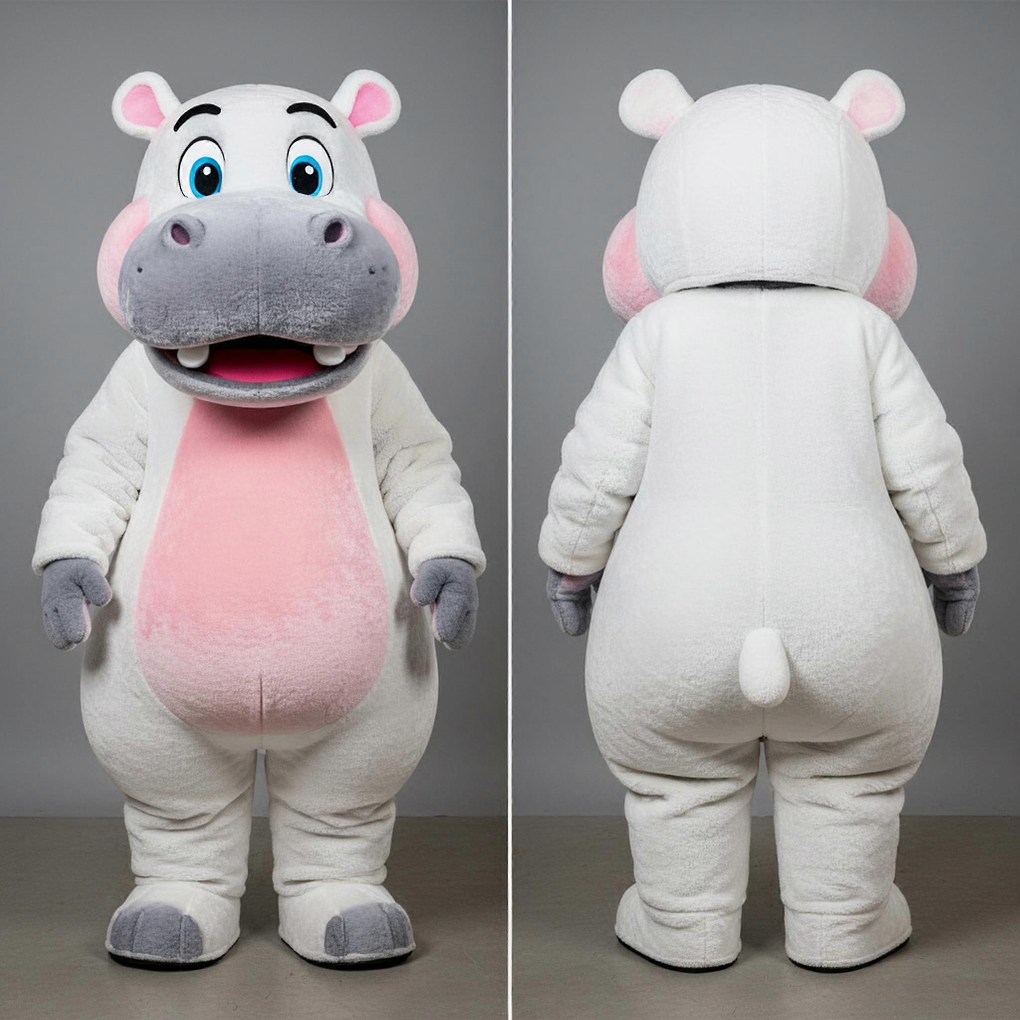 MASTICOT Cloud White Padded Hippopotamus Mascot