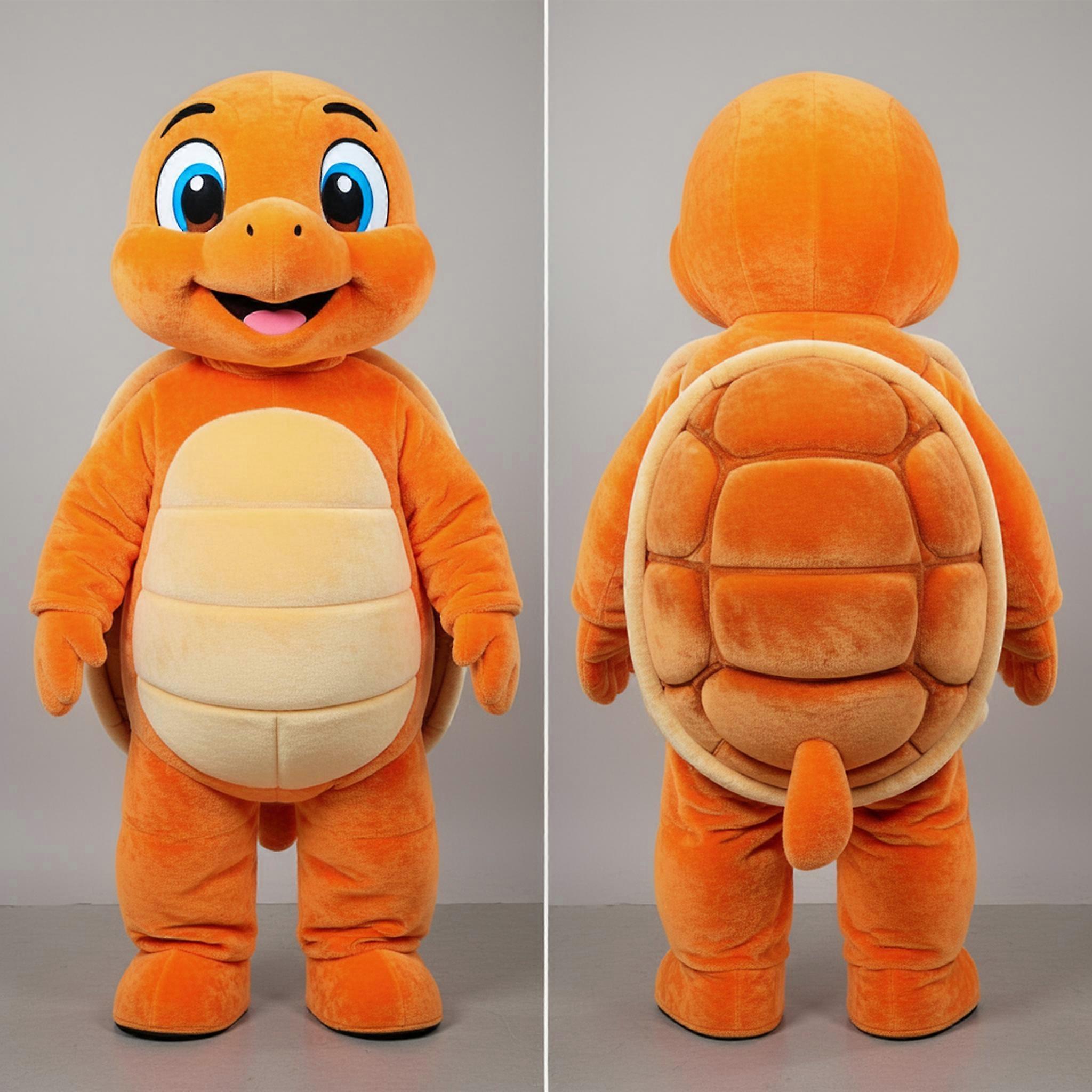 MASTICOT Orange Plush Smiling Turtle Mascot