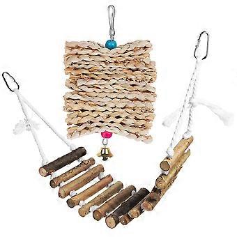 Parrot Chew Toy Rope Suspension Bridge with Straw Chewing 4Pcs Pack