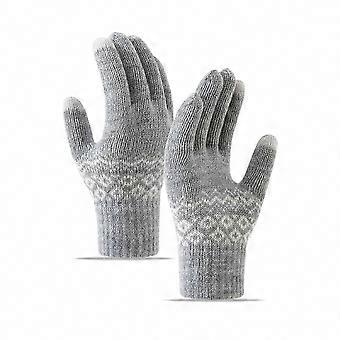 Full Finger Knitted Gloves (1 Pair) for Men and Women, Touch Screen Windproof Winter Gloves, Thickened for Cold Weather Skiing Cycling Hiking Running